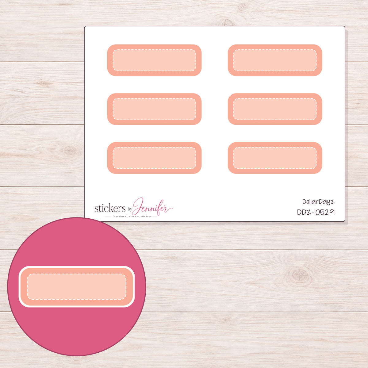DDZ-10529 planner sticker sheet with enlarged sticker detail