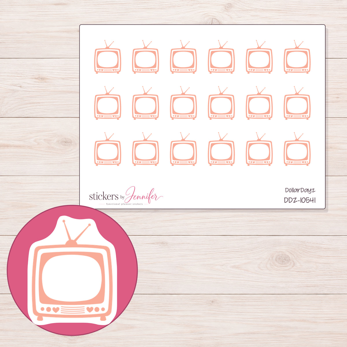 DDZ-10541 planner sticker sheet with enlarged sticker detail