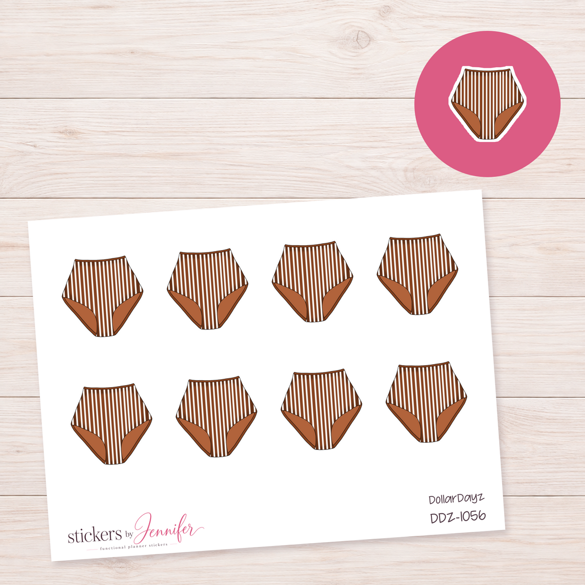 Brown Striped Swim Bottoms Planner Stickers | DDZ-1056