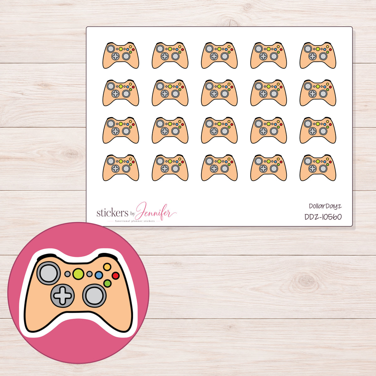 DDZ-10560 planner sticker sheet with enlarged sticker detail