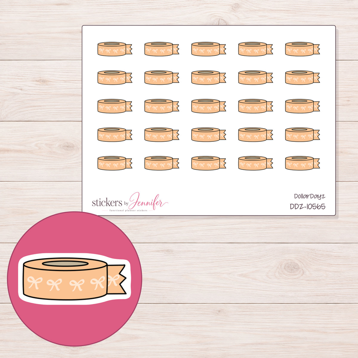 DDZ-10565 planner sticker sheet with enlarged sticker detail