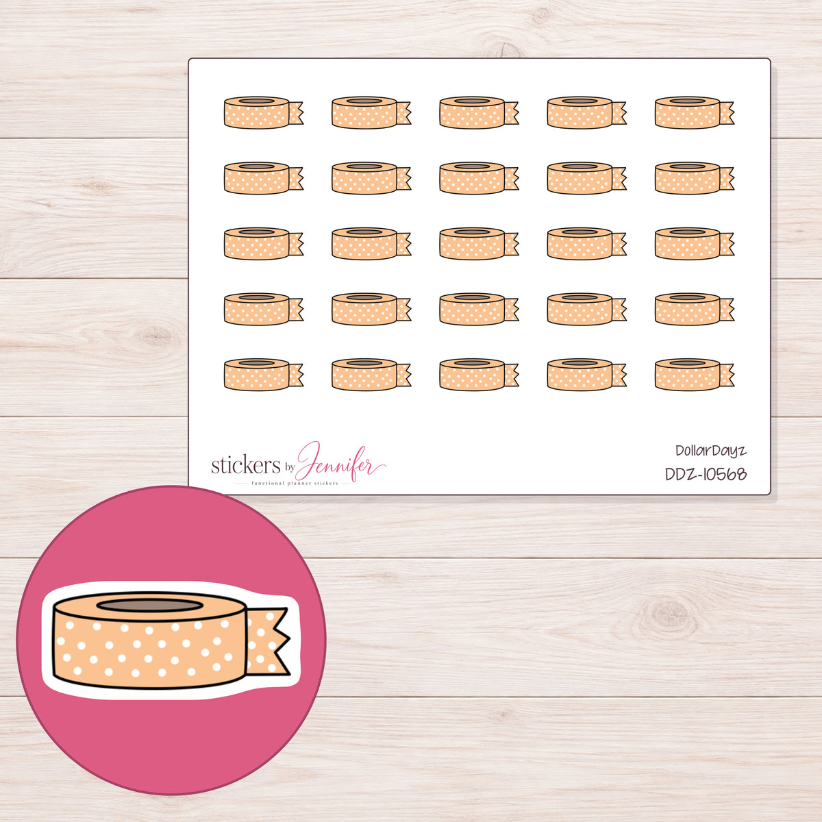 DDZ-10568 planner sticker sheet with enlarged sticker detail
