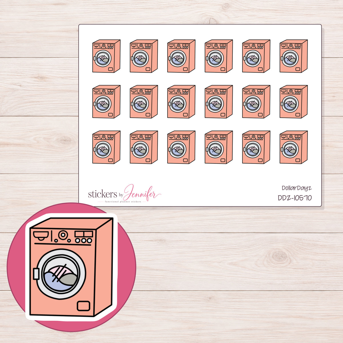 DDZ-10570 planner sticker sheet with enlarged sticker detail