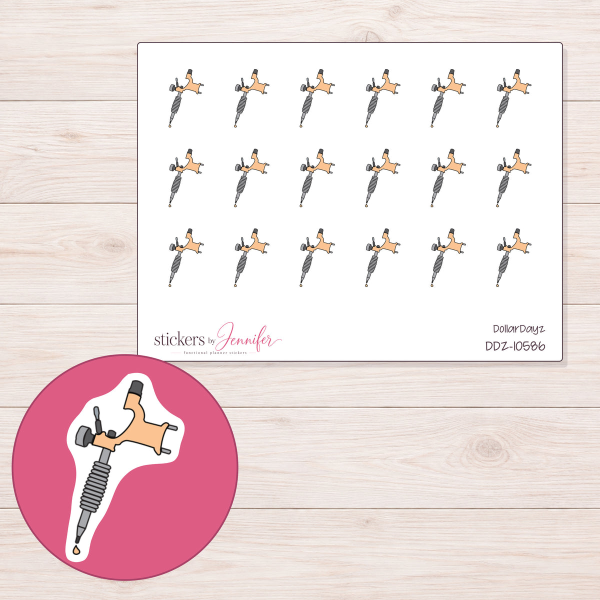 DDZ-10586 planner sticker sheet with enlarged sticker detail