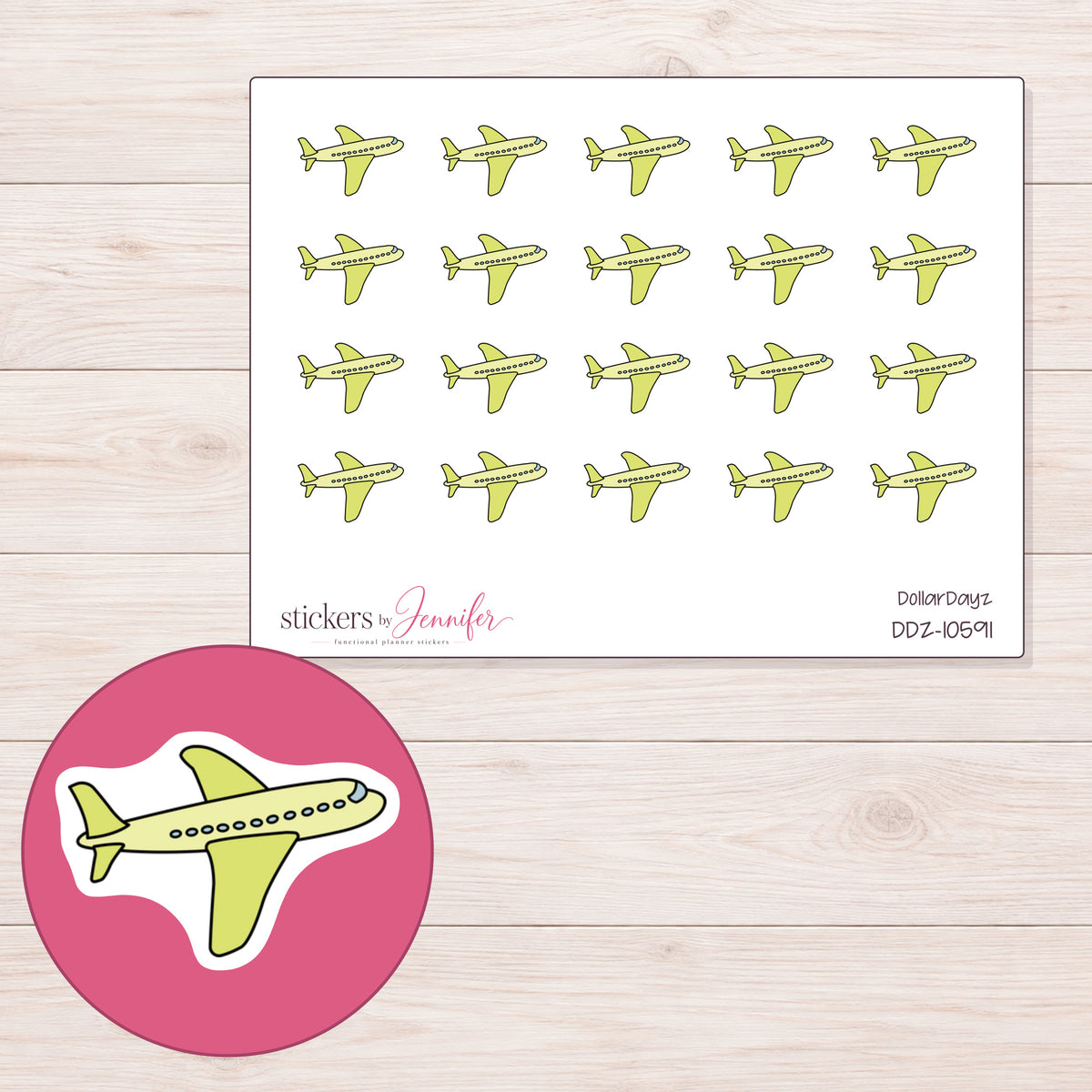 DDZ-10591 planner sticker sheet with enlarged sticker detail