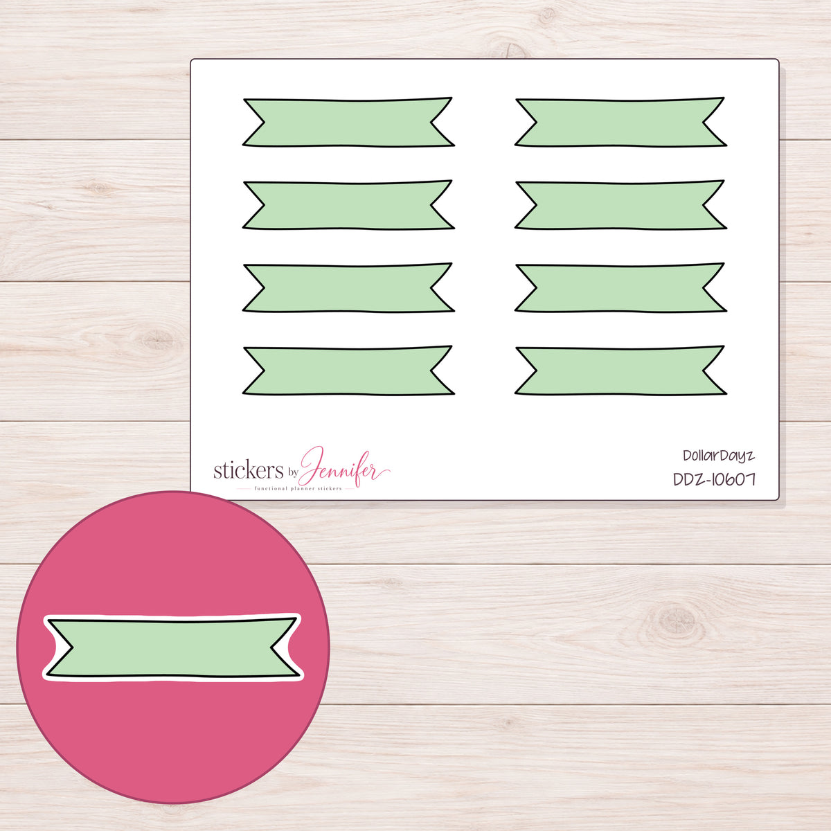 DDZ-10607 planner sticker sheet with enlarged sticker detail