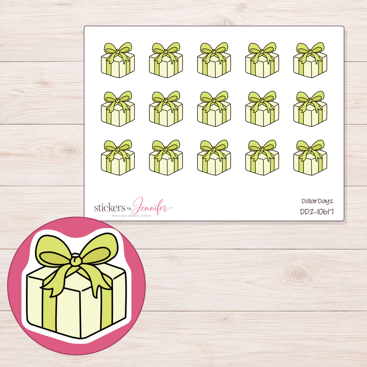 DDZ-10617 planner sticker sheet with enlarged sticker detail