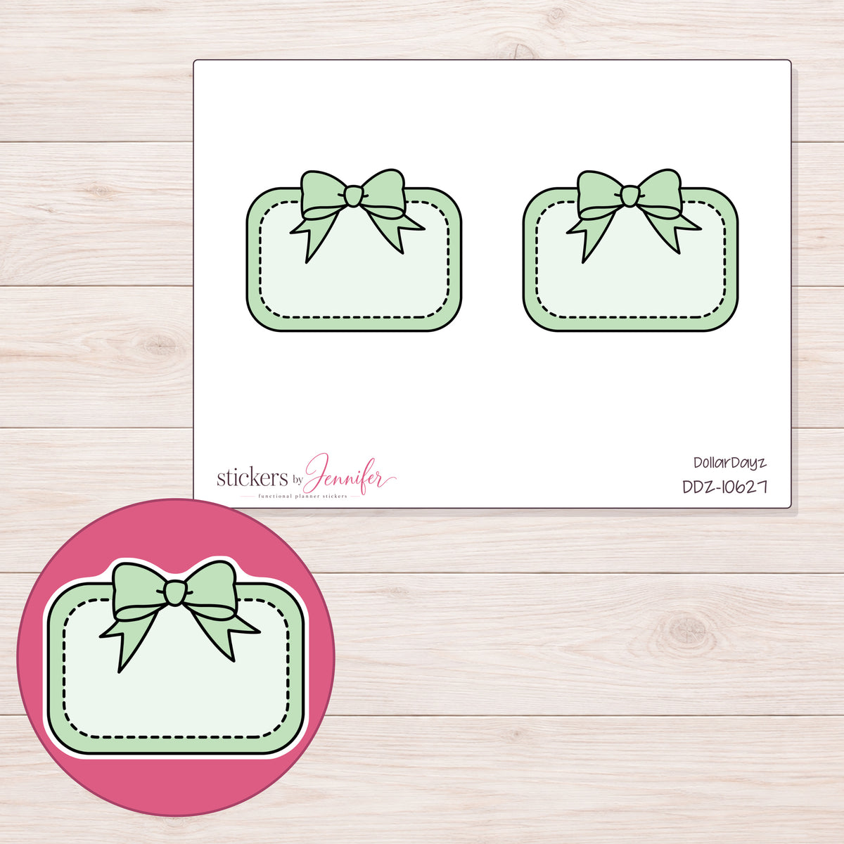 DDZ-10627 planner sticker sheet with enlarged sticker detail
