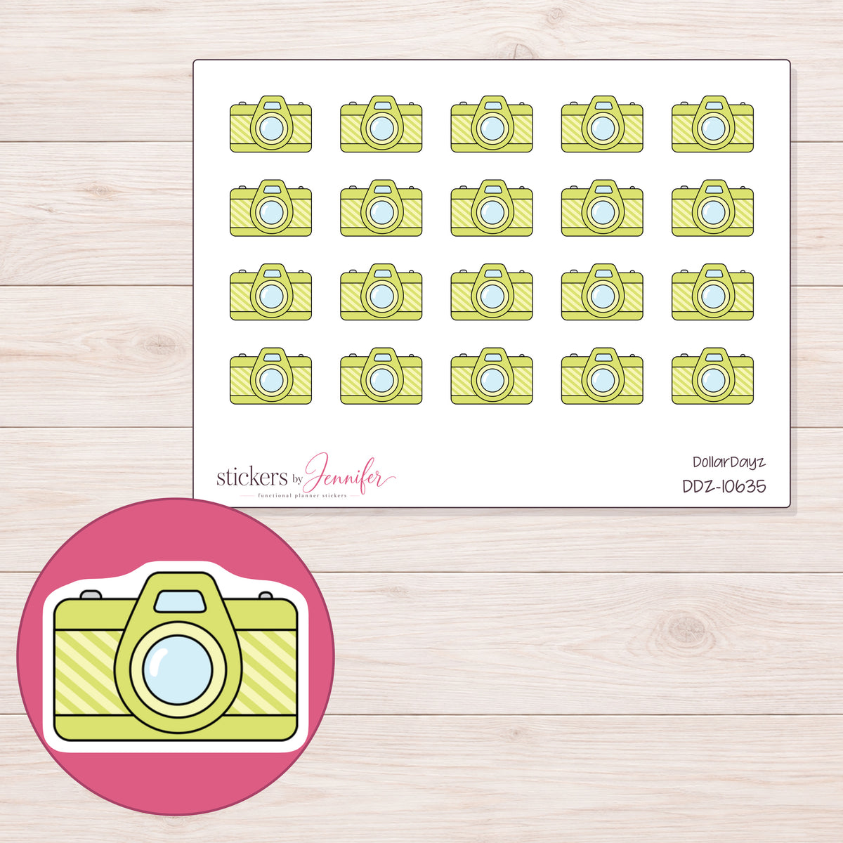 DDZ-10635 planner sticker sheet with enlarged sticker detail