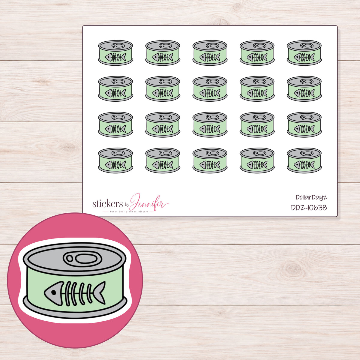 DDZ-10638 planner sticker sheet with enlarged sticker detail