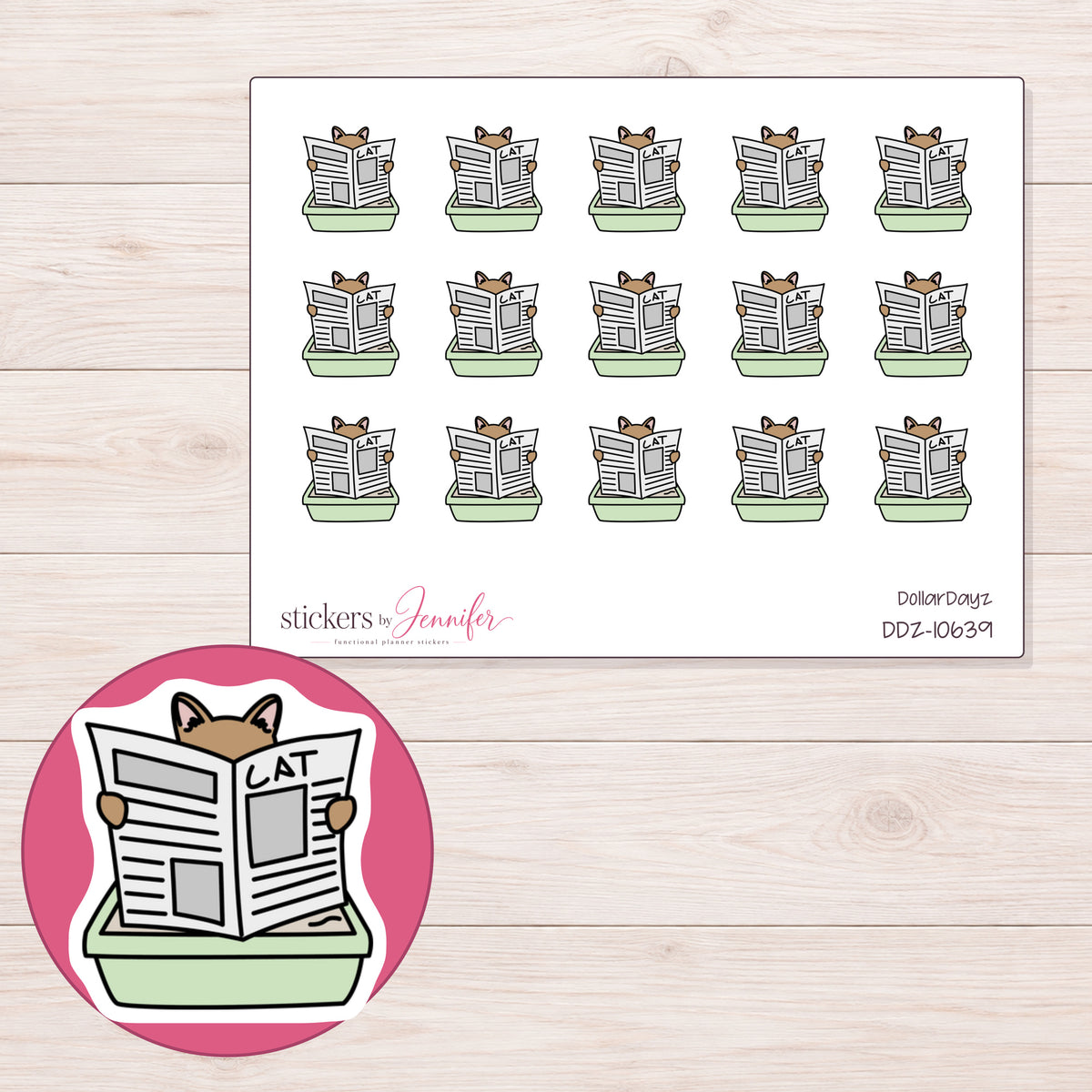DDZ-10639 planner sticker sheet with enlarged sticker detail
