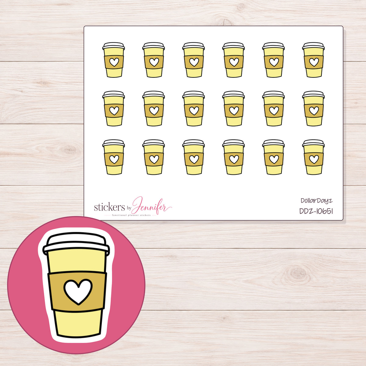 DDZ-10651 planner sticker sheet with enlarged sticker detail