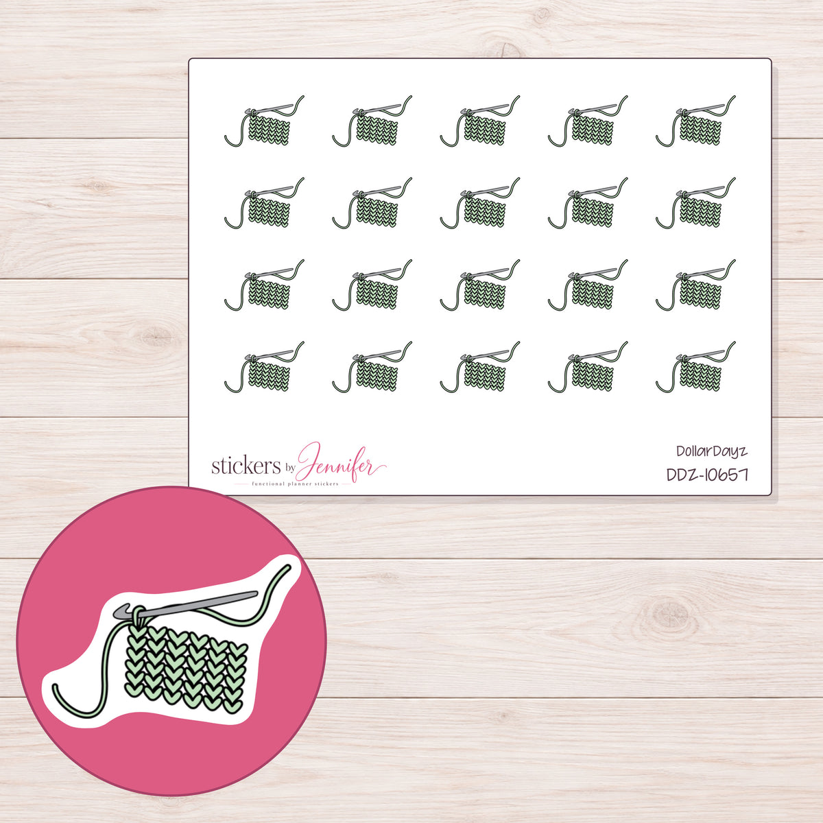 DDZ-10657 planner sticker sheet with enlarged sticker detail