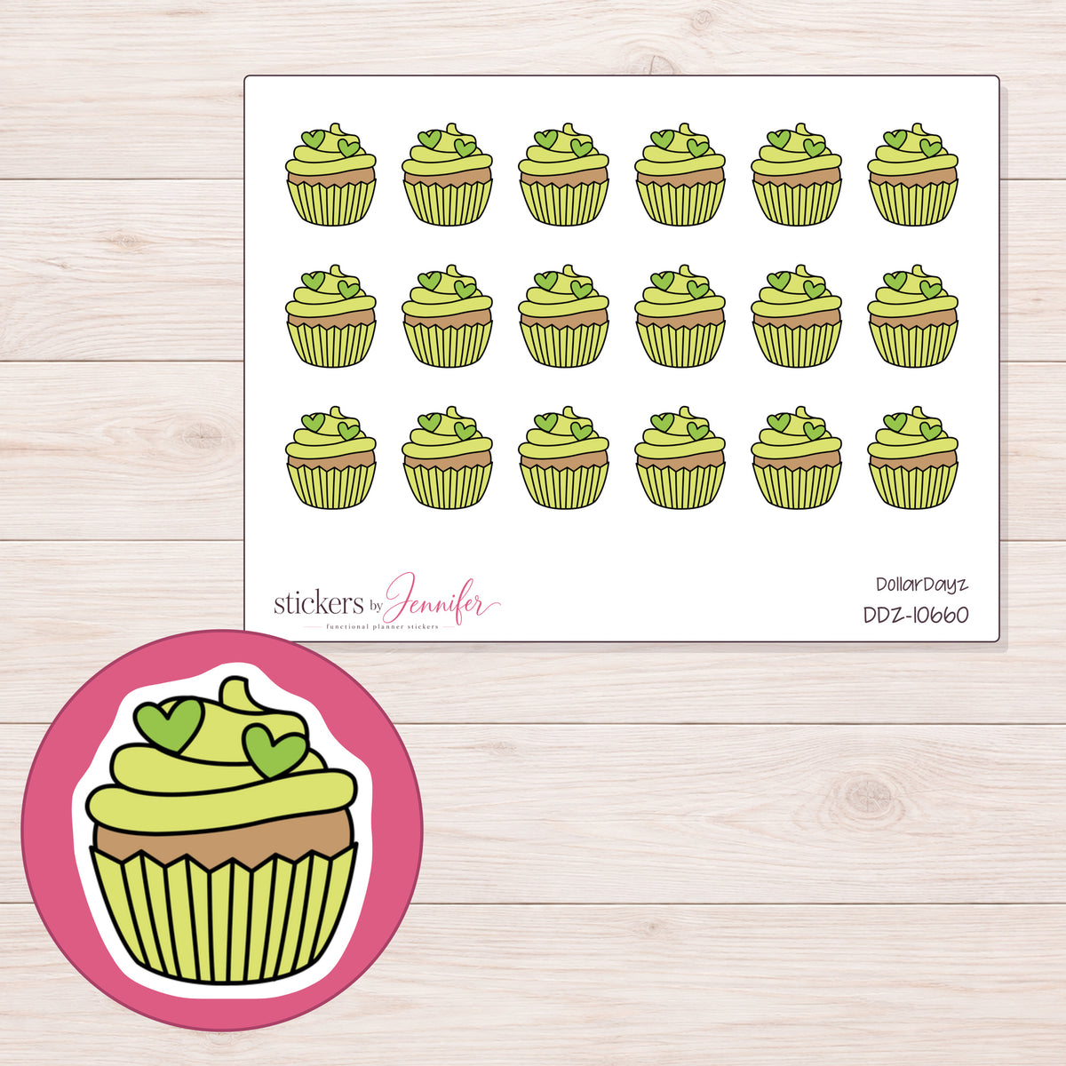 DDZ-10660 planner sticker sheet with enlarged sticker detail