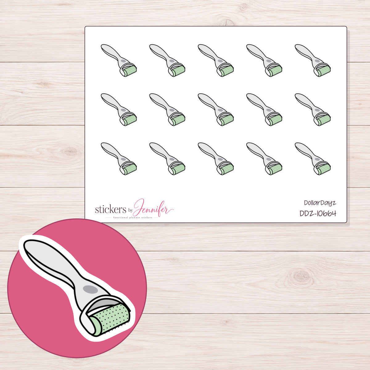 DDZ-10664 planner sticker sheet with enlarged sticker detail