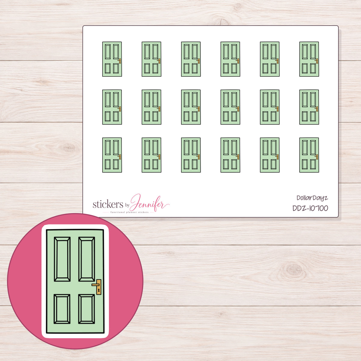 DDZ-10700 planner sticker sheet with enlarged sticker detail