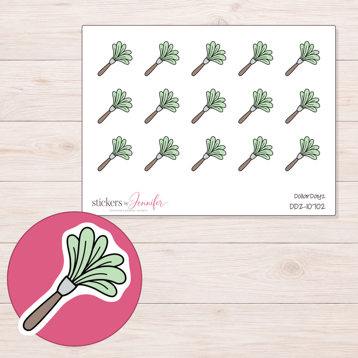 DDZ-10702 planner sticker sheet with enlarged sticker detail