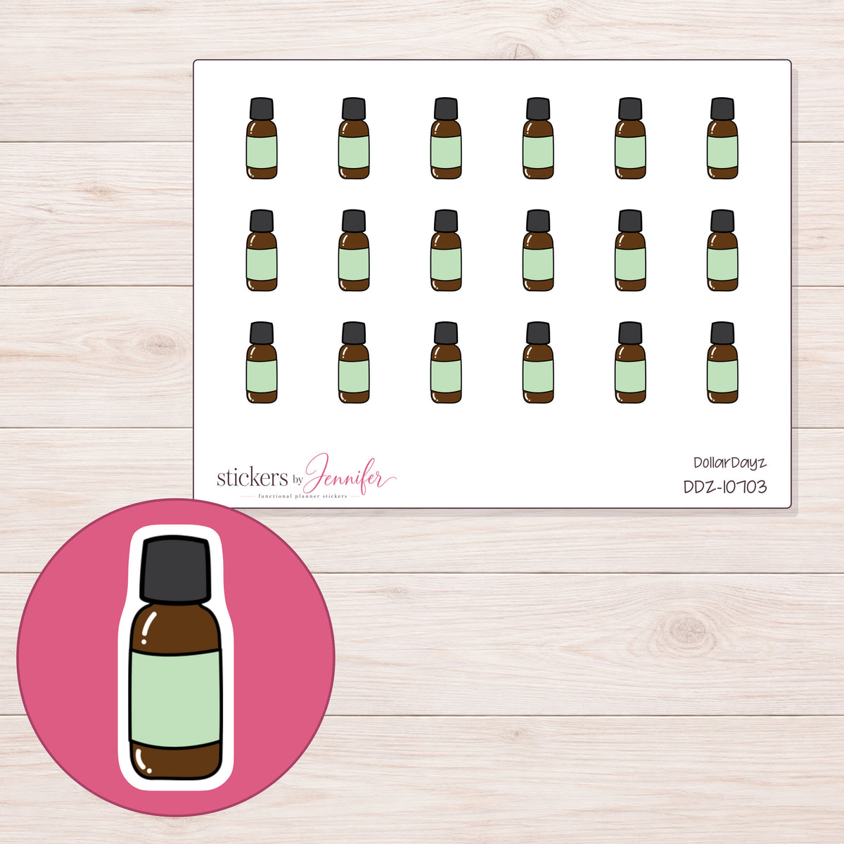 DDZ-10703 planner sticker sheet with enlarged sticker detail