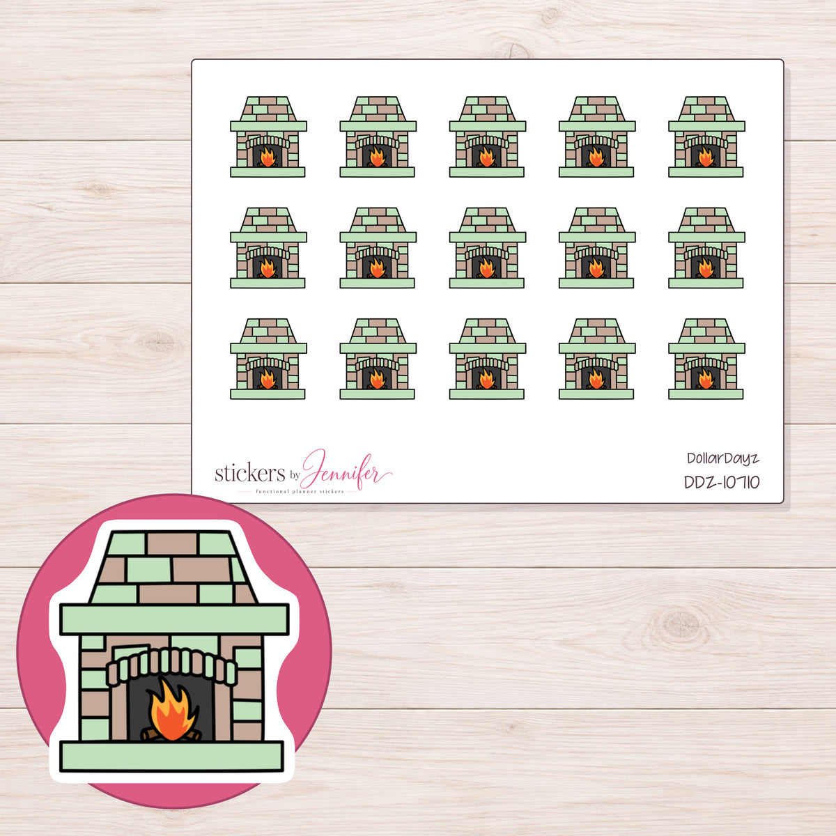 DDZ-10710 planner sticker sheet with enlarged sticker detail