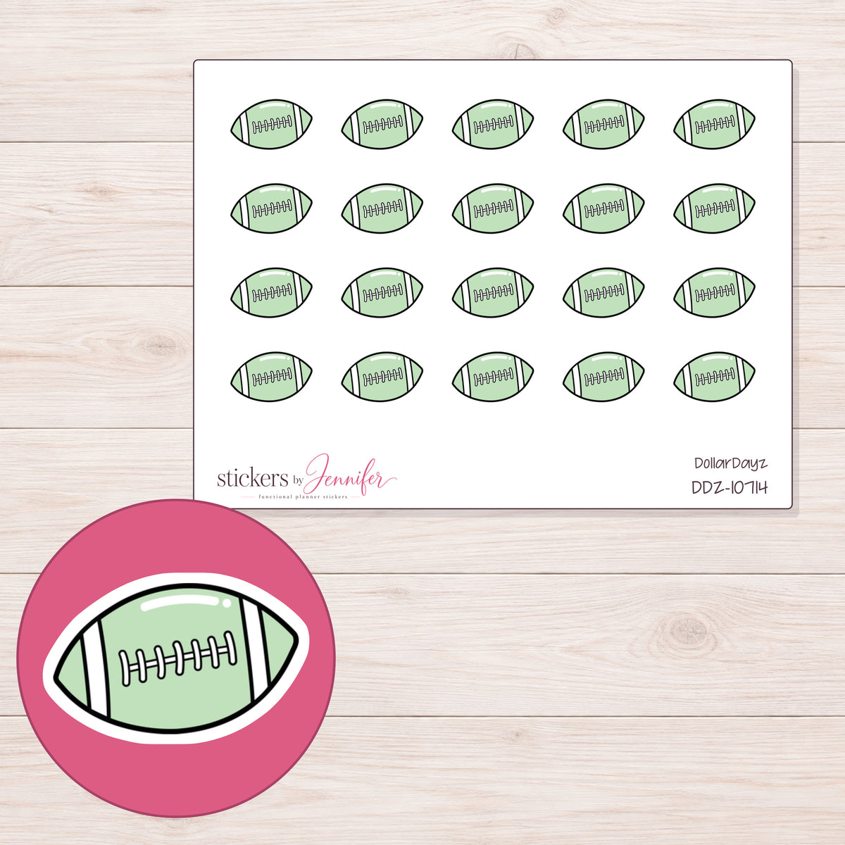 DDZ-10714 planner sticker sheet with enlarged sticker detail