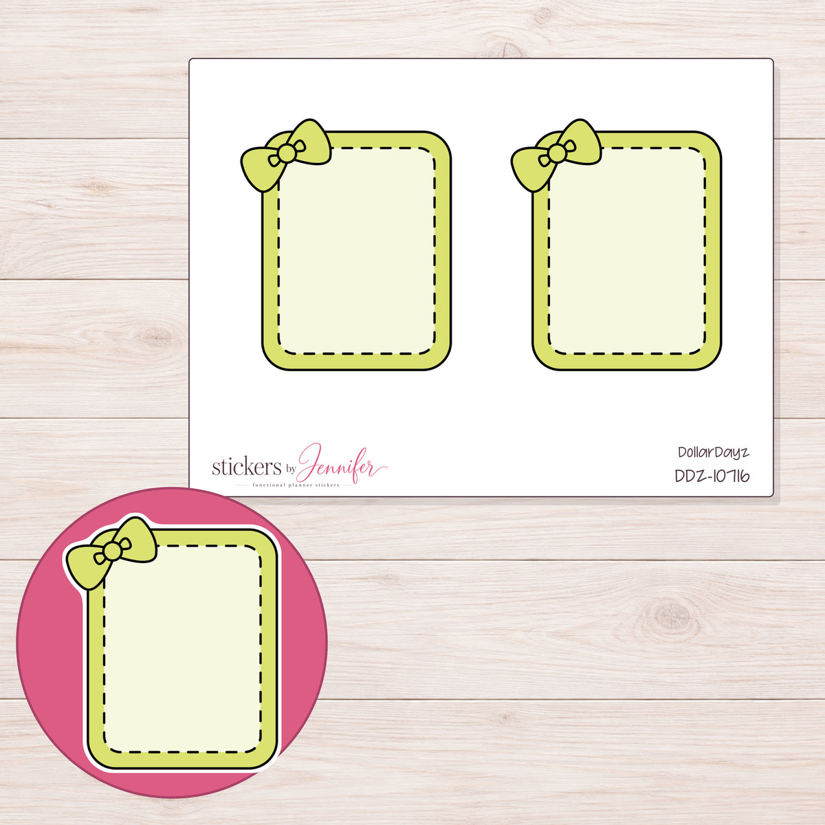 DDZ-10716 planner sticker sheet with enlarged sticker detail