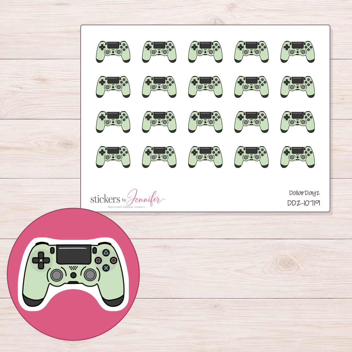 DDZ-10719 planner sticker sheet with enlarged sticker detail