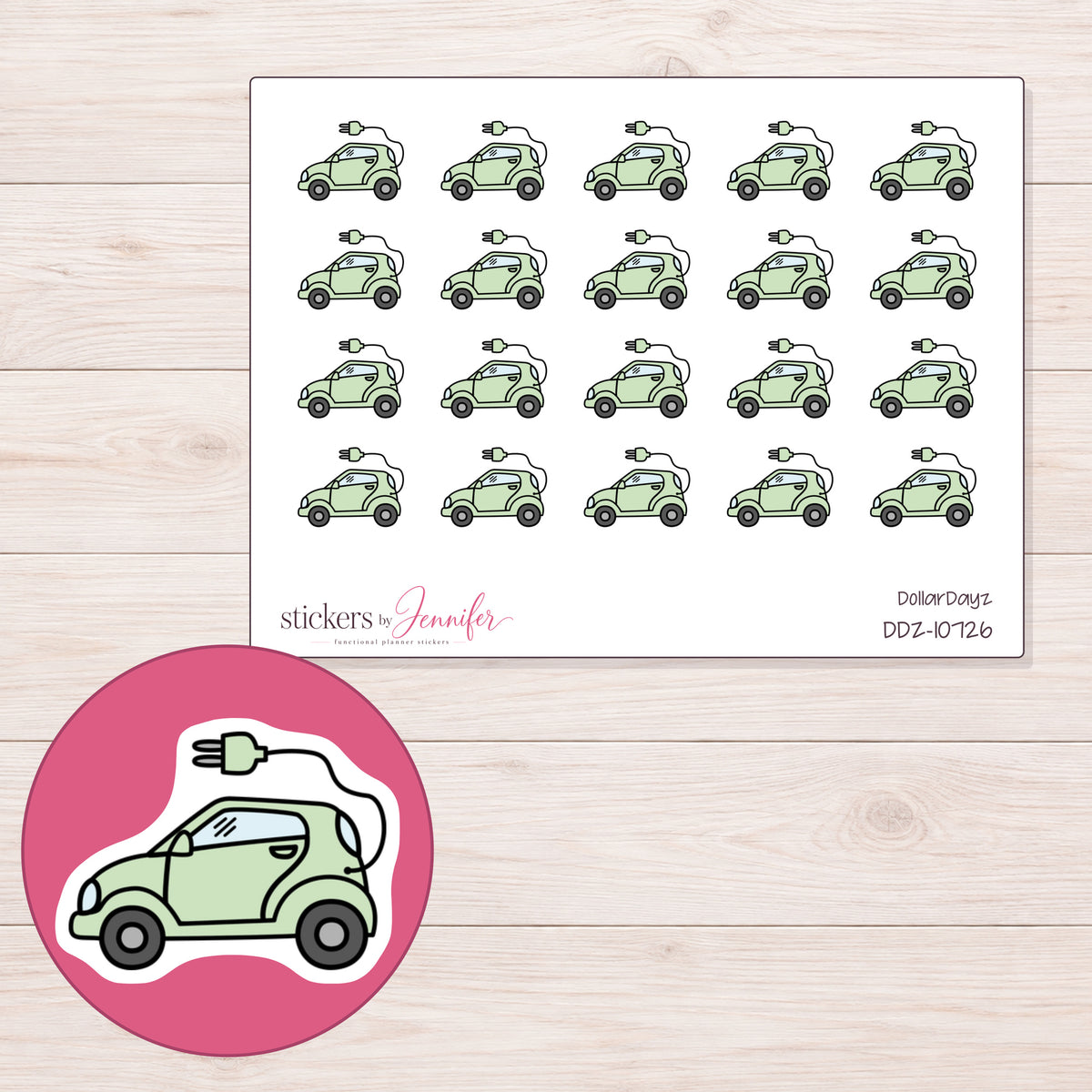 DDZ-10726 planner sticker sheet with enlarged sticker detail