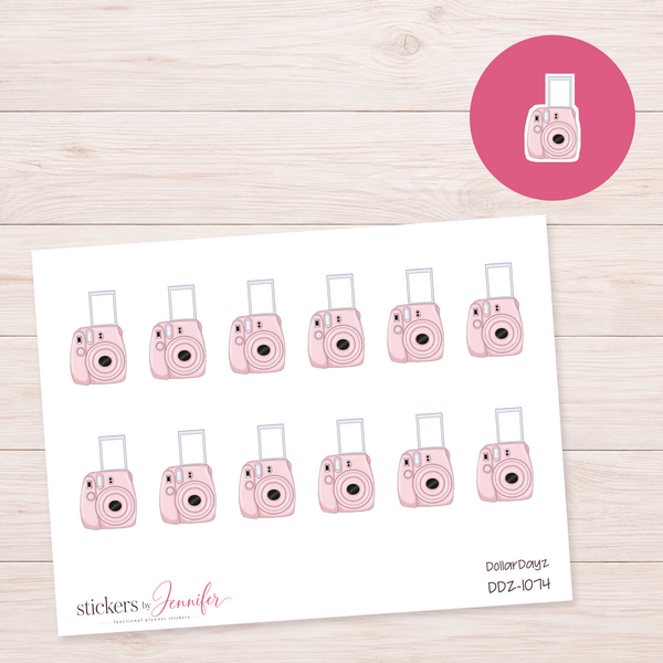 Pale Pink Instant Camera Planner Stickers | DDZ-1074