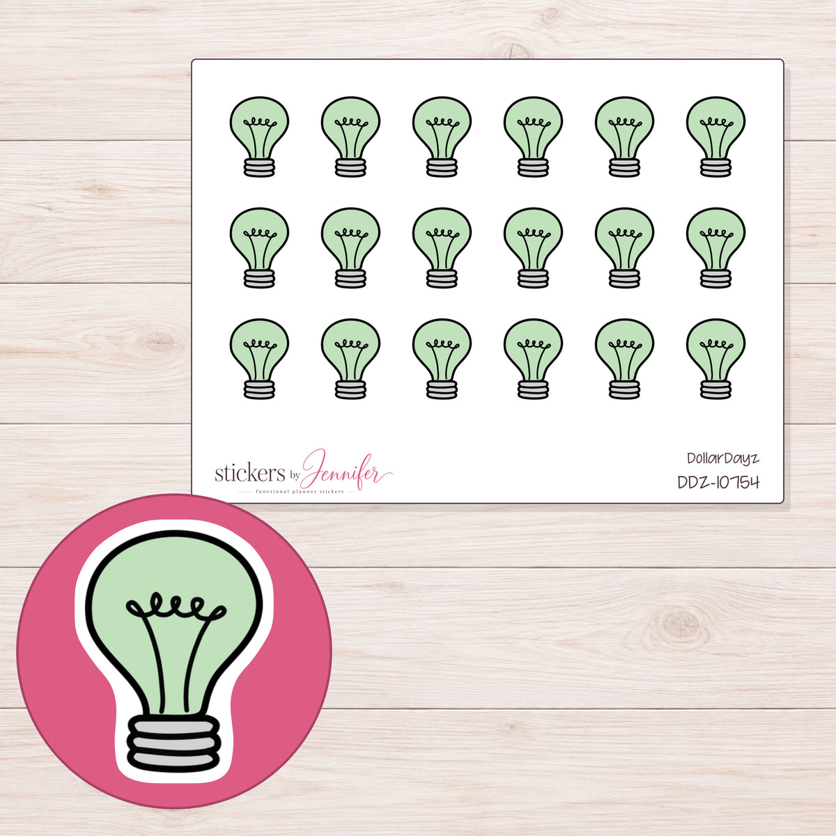 DDZ-10754 planner sticker sheet with enlarged sticker detail
