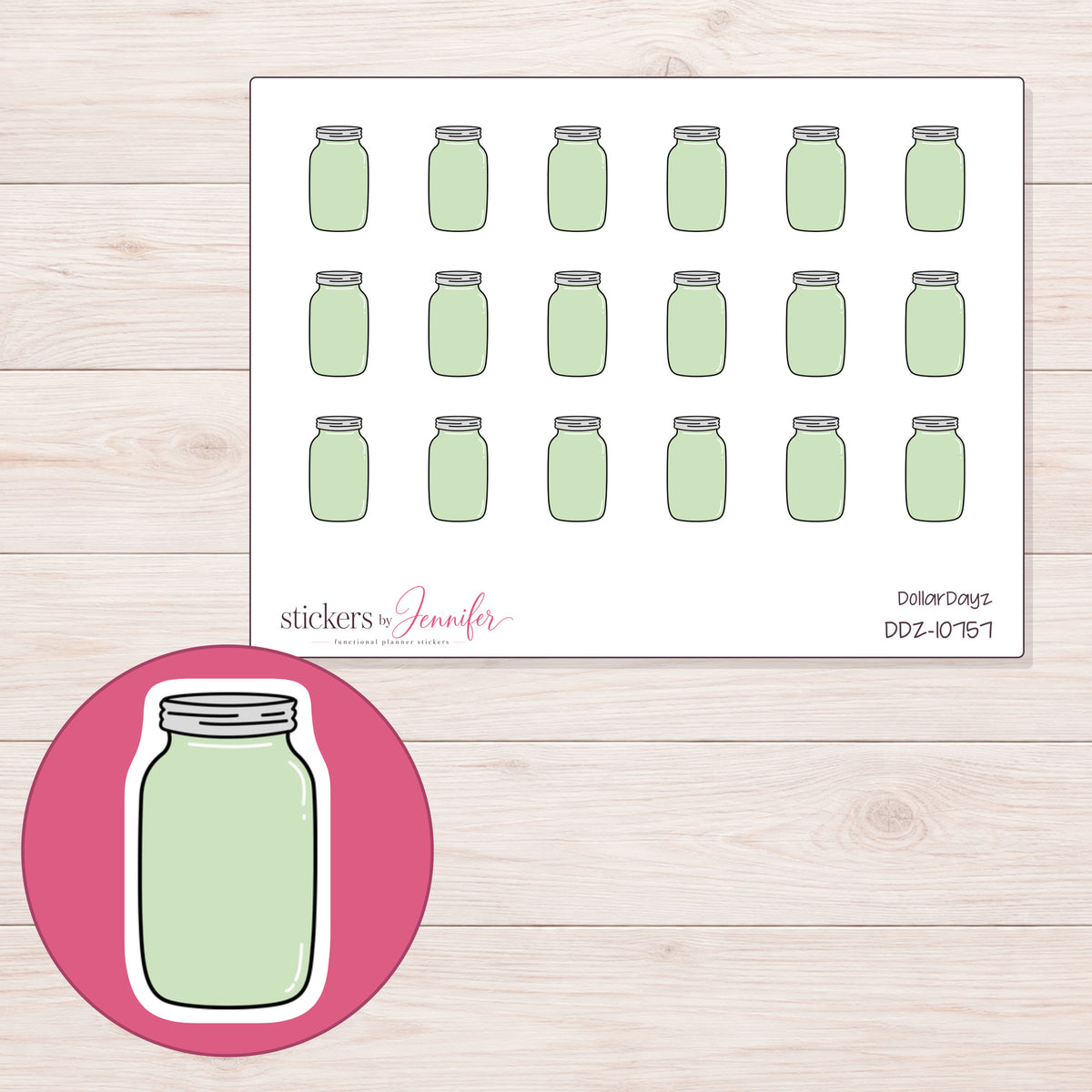 DDZ-10757 planner sticker sheet with enlarged sticker detail