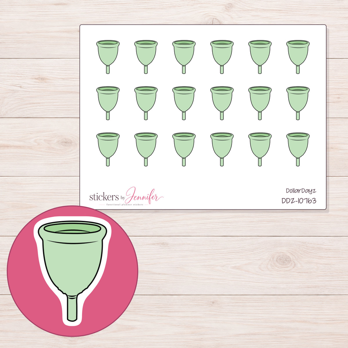 DDZ-10763 planner sticker sheet with enlarged sticker detail
