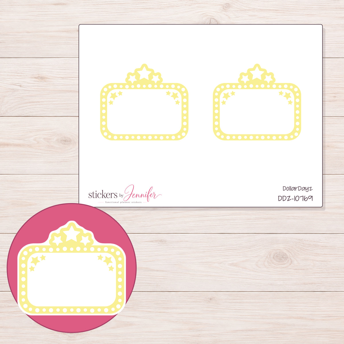 DDZ-10769 planner sticker sheet with enlarged sticker detail