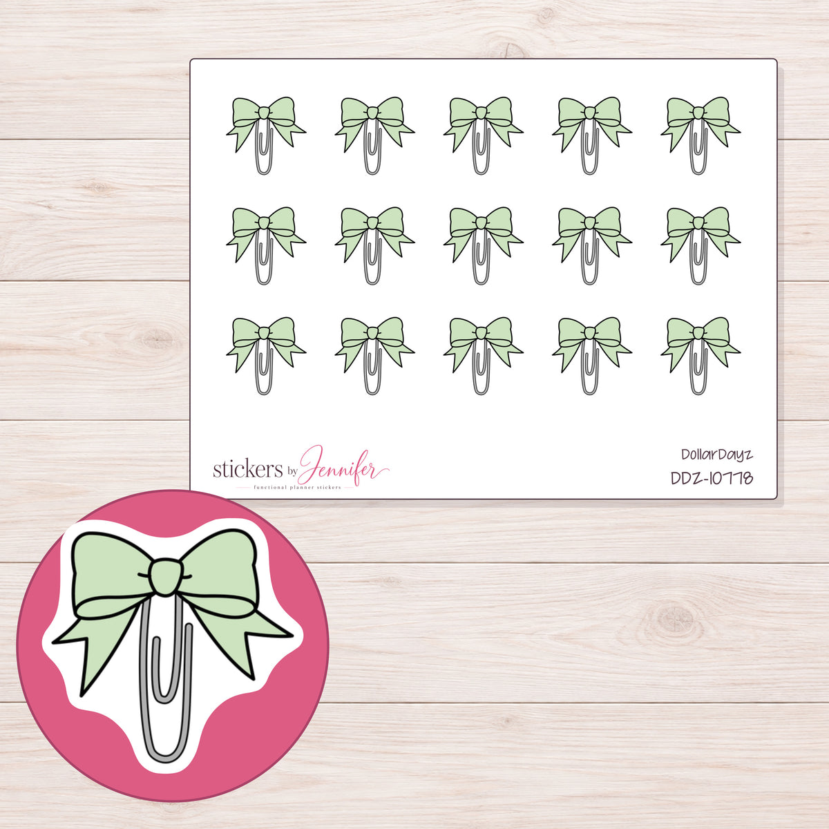 DDZ-10778 planner sticker sheet with enlarged sticker detail