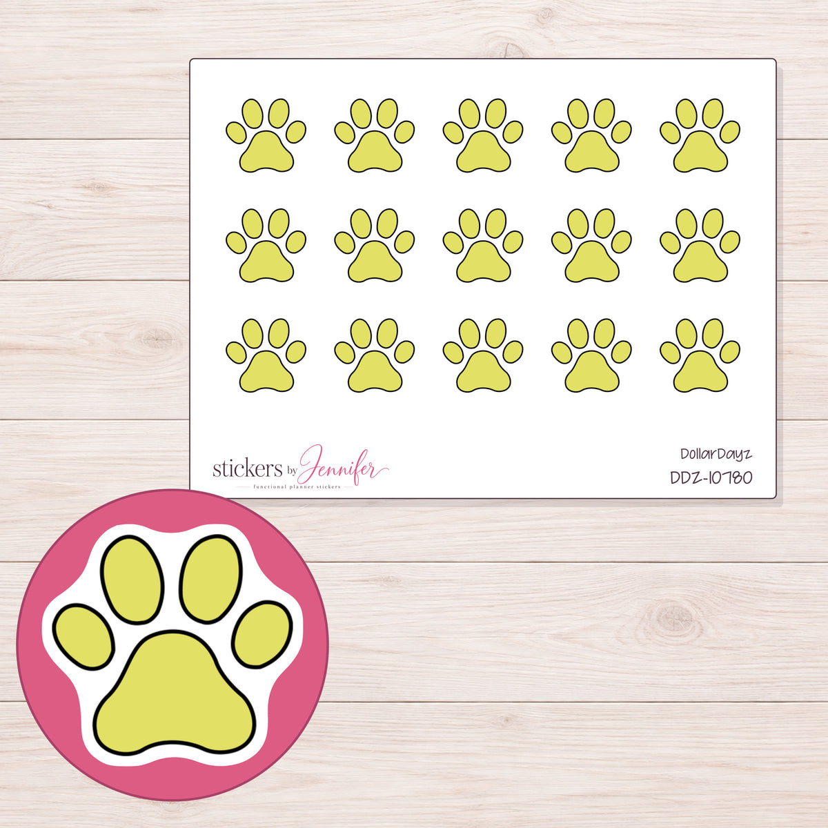 DDZ-10780 planner sticker sheet with enlarged sticker detail