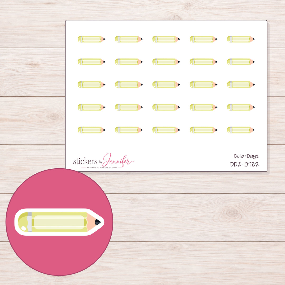 DDZ-10782 planner sticker sheet with enlarged sticker detail