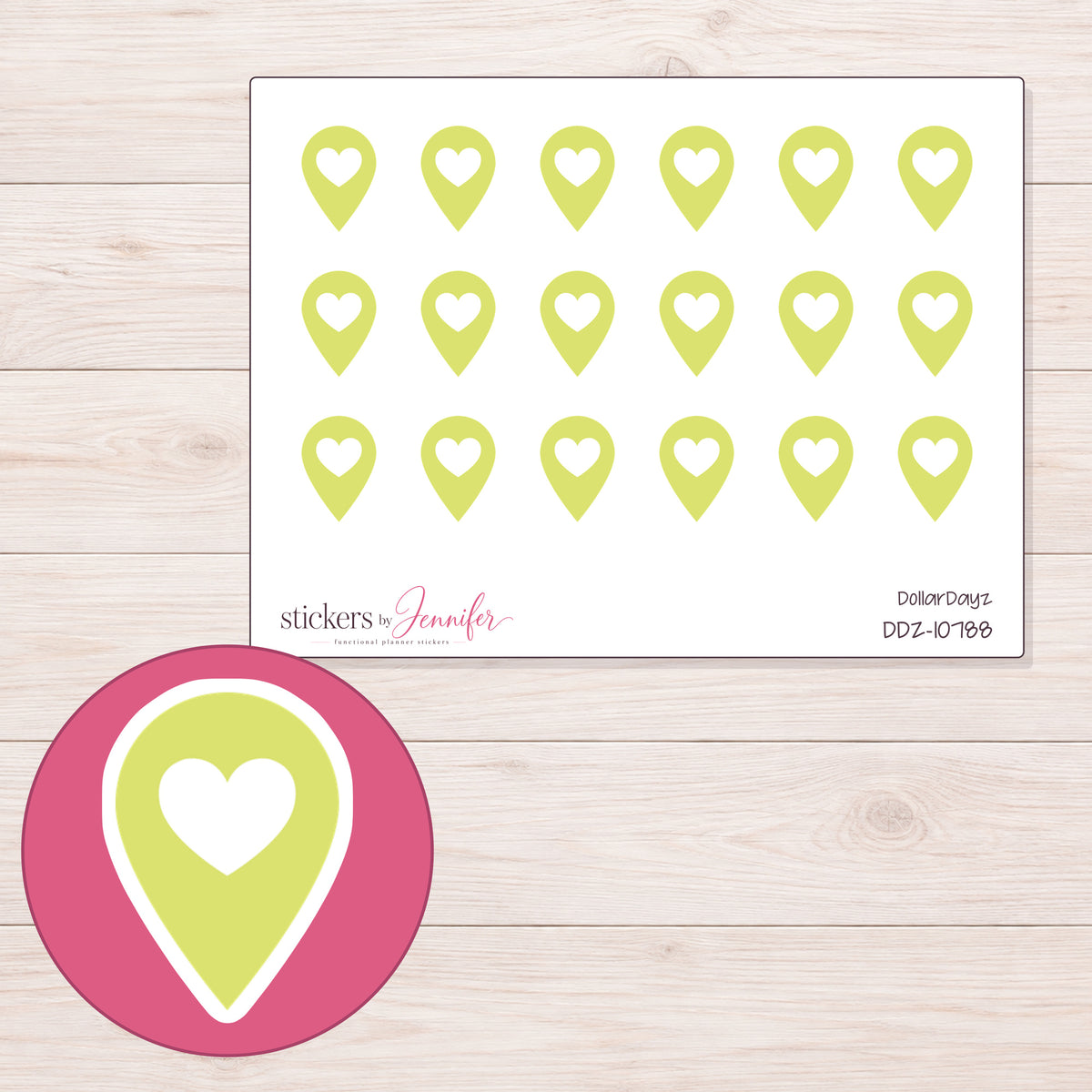 DDZ-10788 planner sticker sheet with enlarged sticker detail