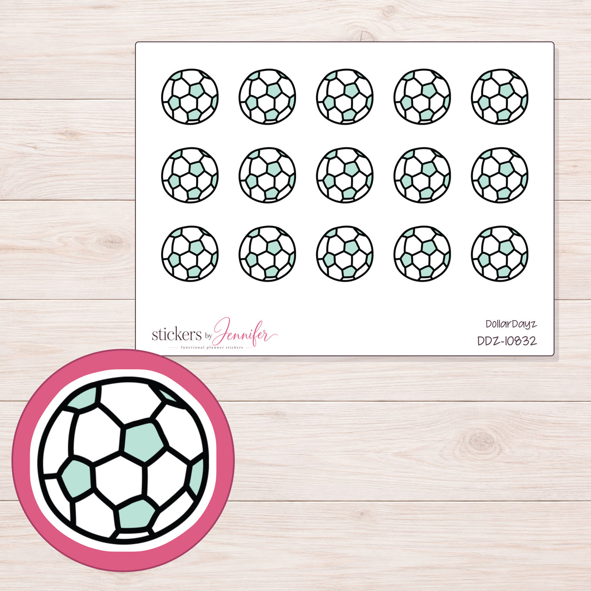 DDZ-10832 planner sticker sheet with enlarged sticker detail
