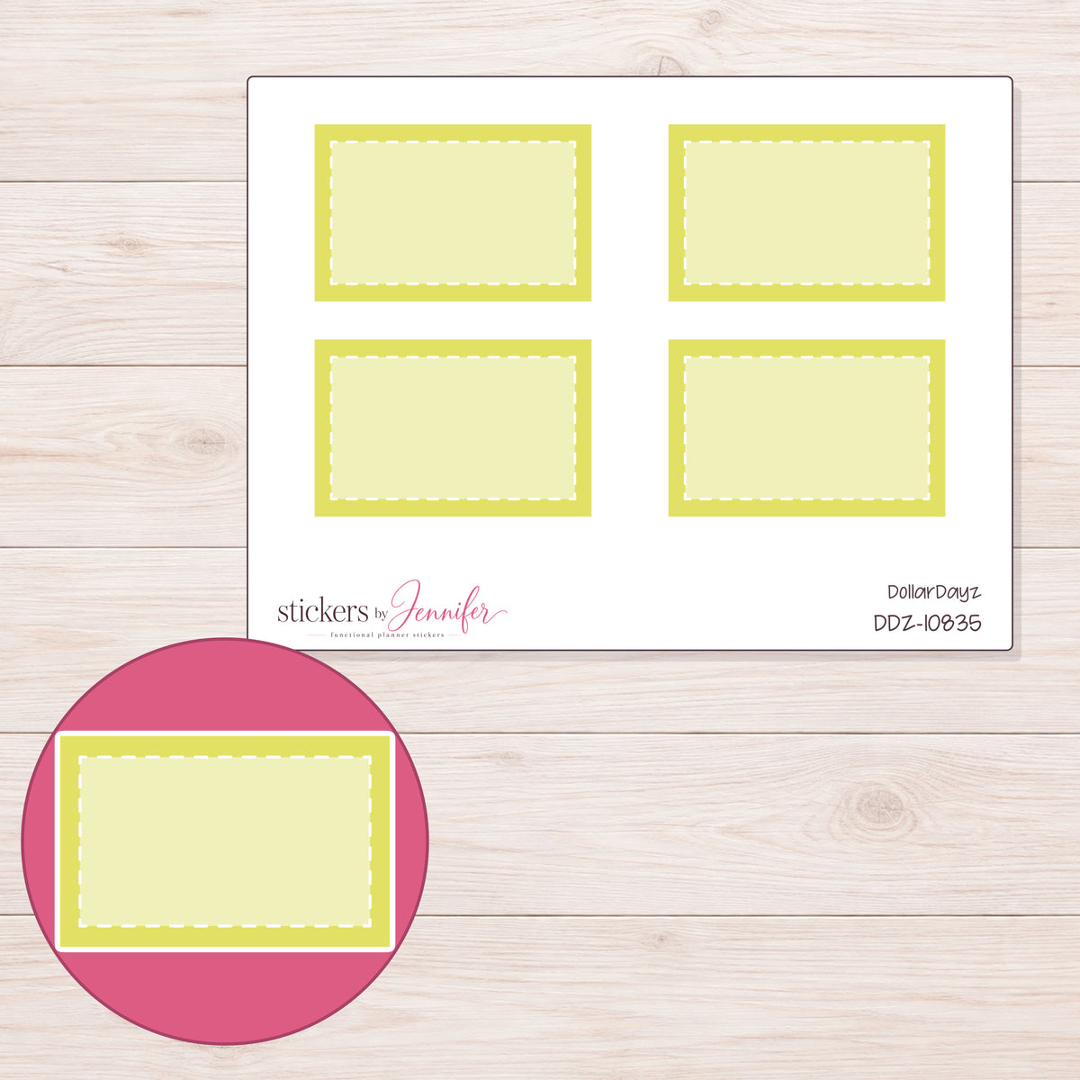 DDZ-10835 planner sticker sheet with enlarged sticker detail