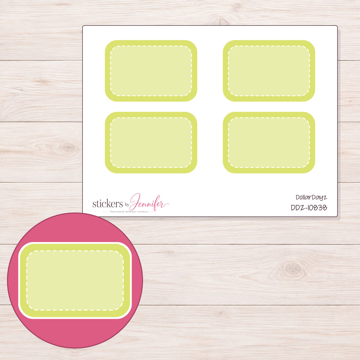 DDZ-10838 planner sticker sheet with enlarged sticker detail