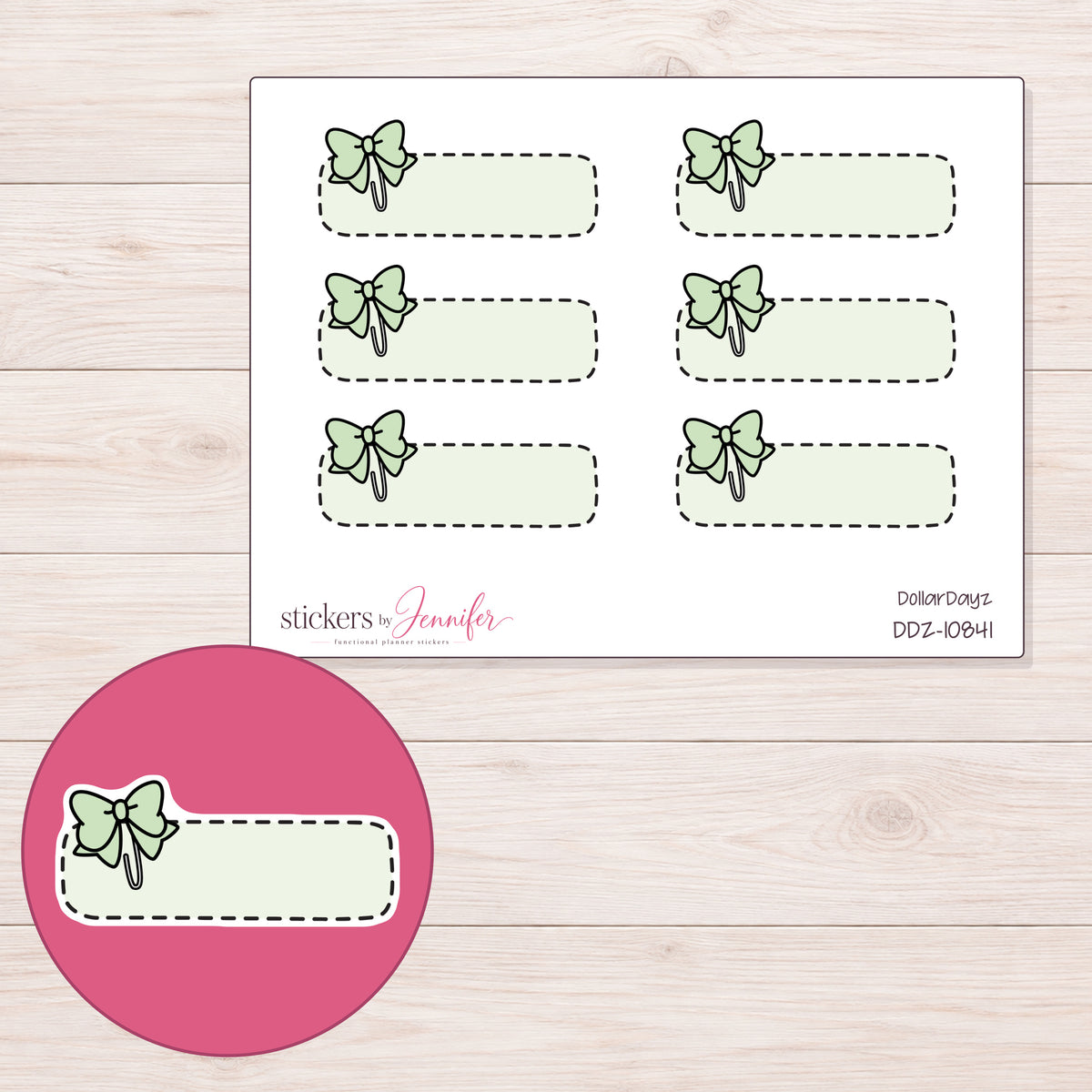 DDZ-10841 planner sticker sheet with enlarged sticker detail