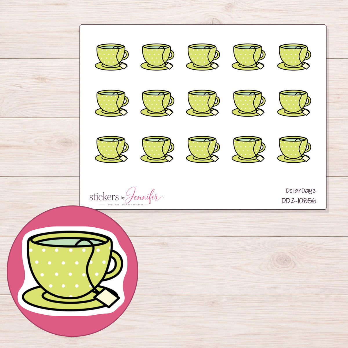 DDZ-10856 planner sticker sheet with enlarged sticker detail