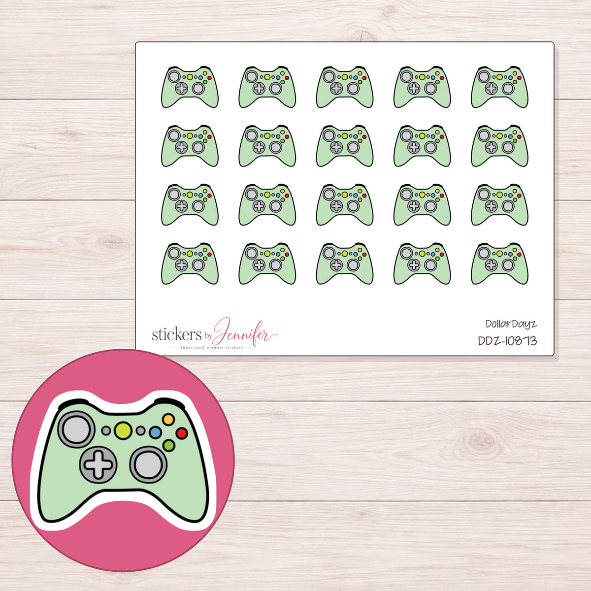 DDZ-10873 planner sticker sheet with enlarged sticker detail