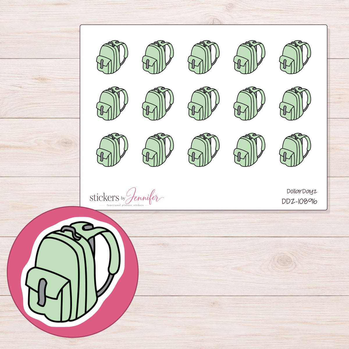 DDZ-10896 planner sticker sheet with enlarged sticker detail
