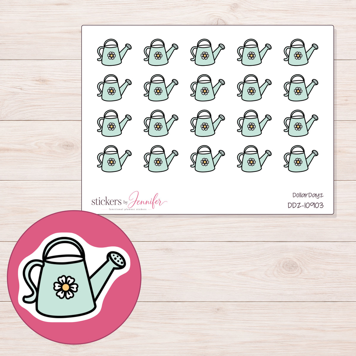 DDZ-10903 planner sticker sheet with enlarged sticker detail