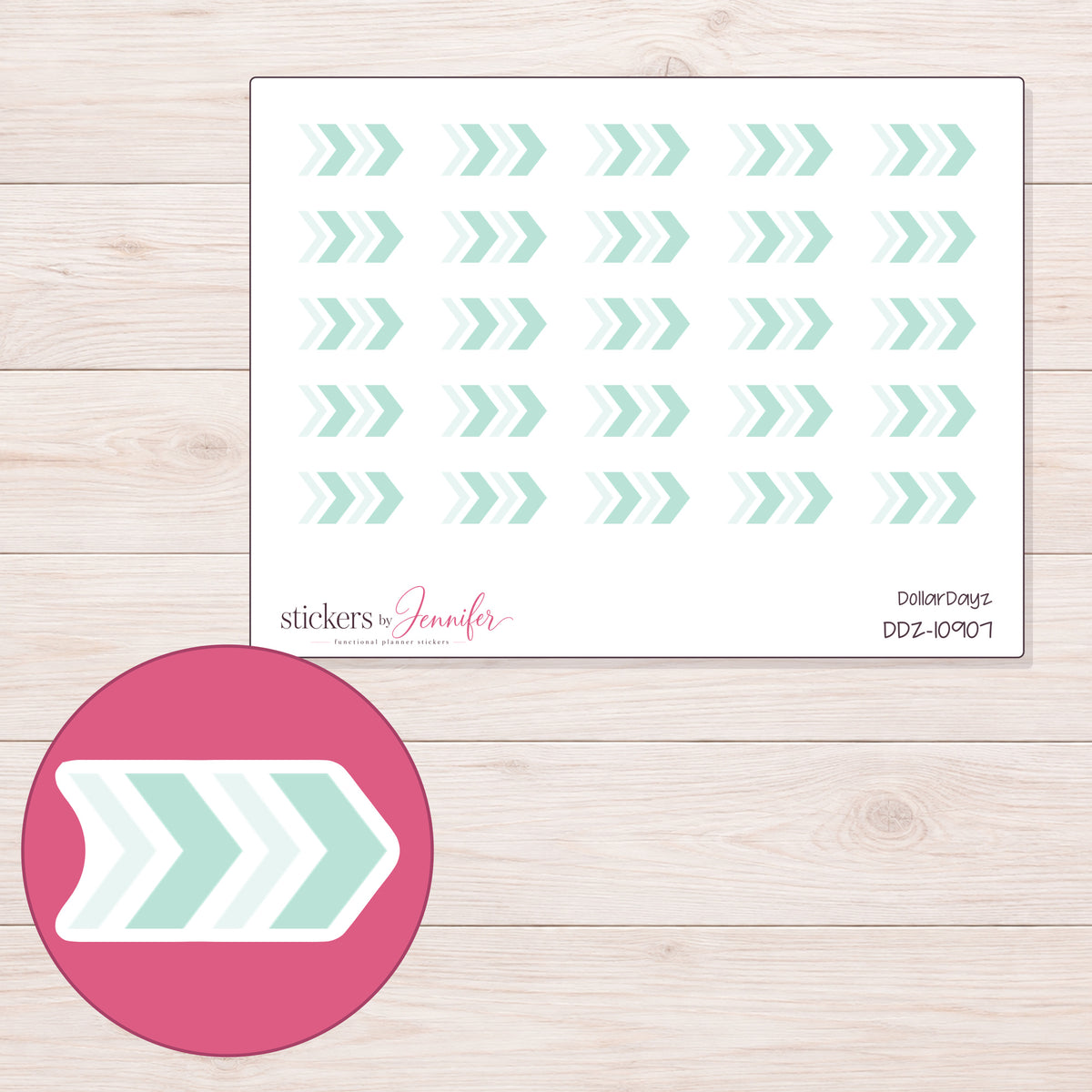 DDZ-10907 planner sticker sheet with enlarged sticker detail