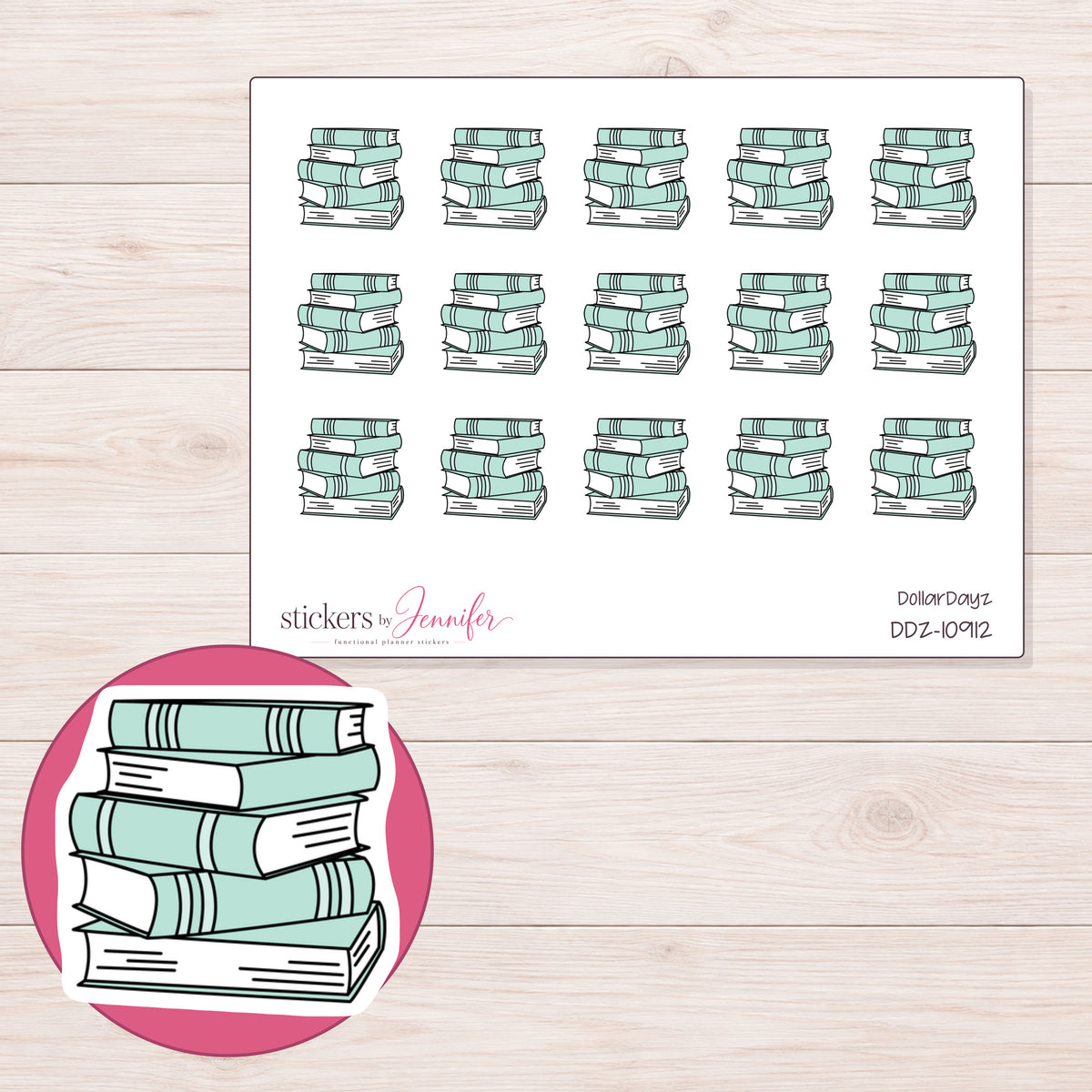 DDZ-10912 planner sticker sheet with enlarged sticker detail