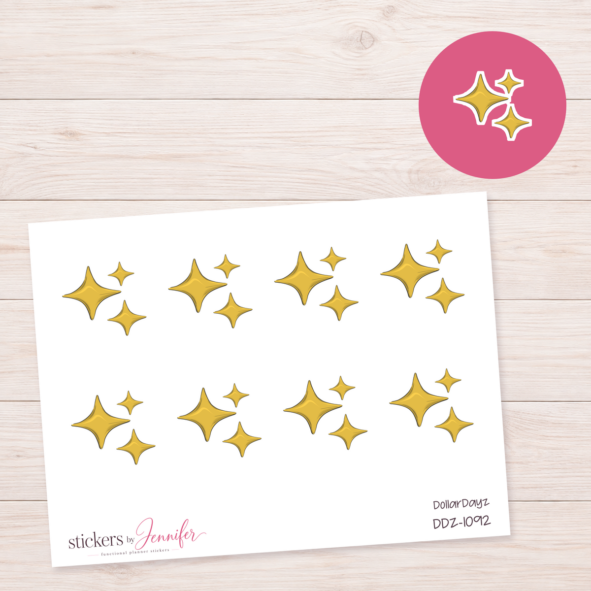 Golden Sparkles Planner Stickers | DDZ-1092