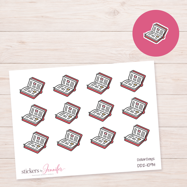 Red Open Notebook Planner Stickers | DDZ-1094