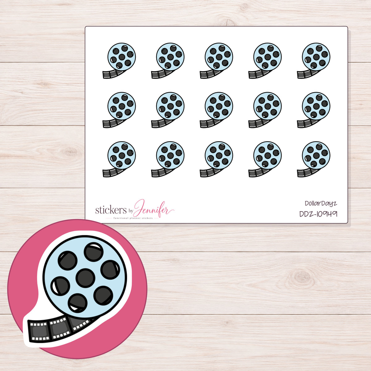 DDZ-10949 planner sticker sheet with enlarged sticker detail