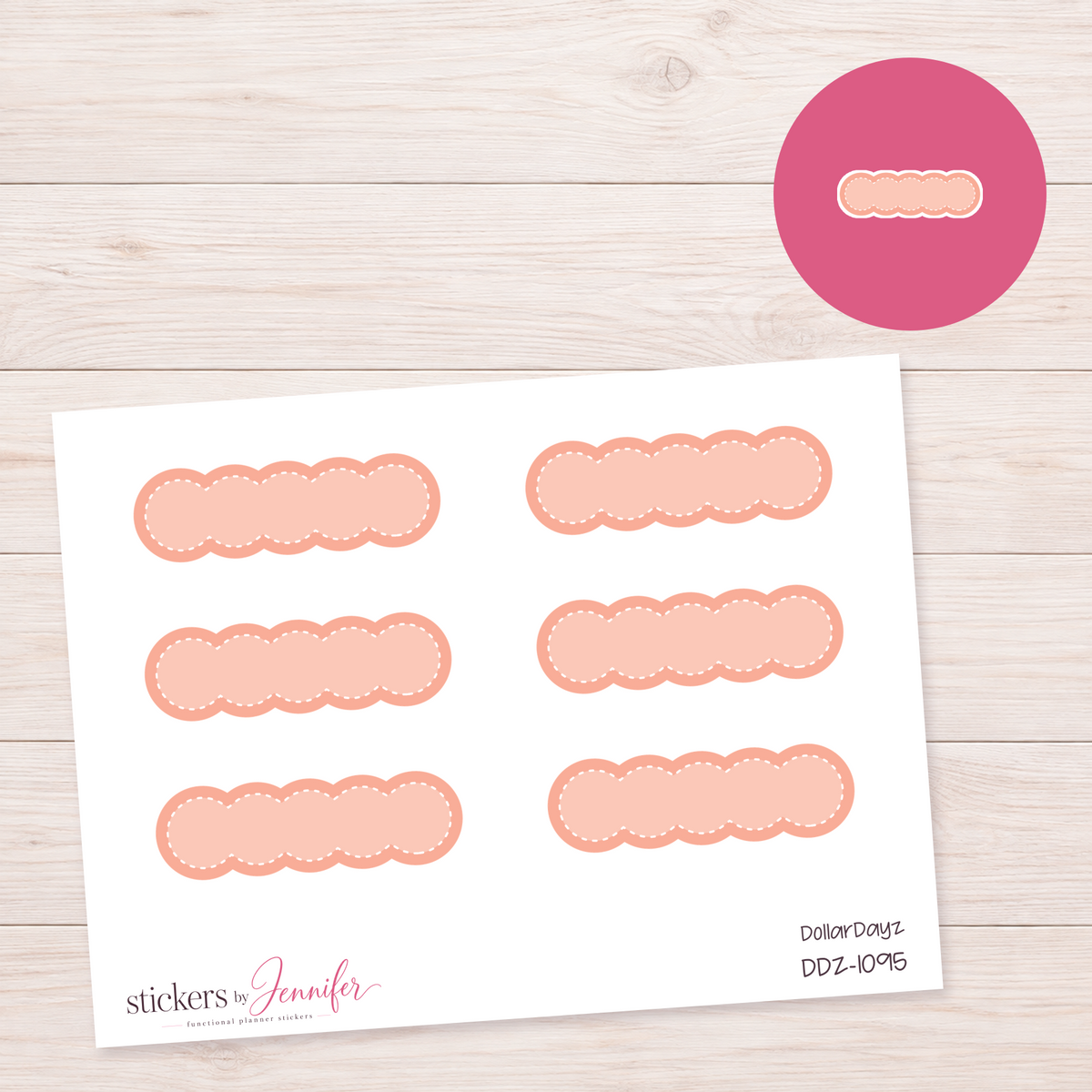 Peach Scalloped Label Planner Stickers | DDZ-1095